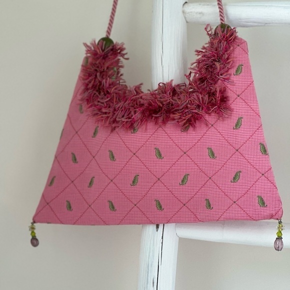 Custom made Pink Fabric Purse with Bead Accents - Picture 14 of 14